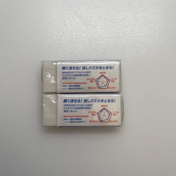 NEW 2PCS Pilot foam eraser blue white japan - Picture 3 of 4